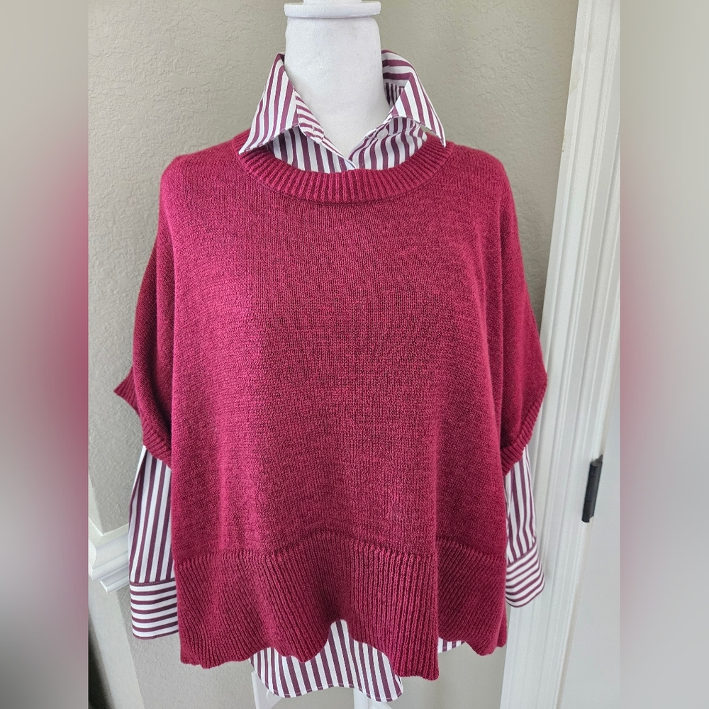 Chico's Short Sleeve Knit Poncho, Small/Medium